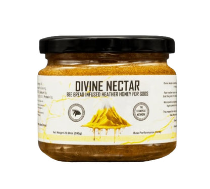 Divine Nectar Spartan Bee Bread Infused Heather Honey | Supercharged Performance, Recovery, and Vitality | 100% Raw and Pure