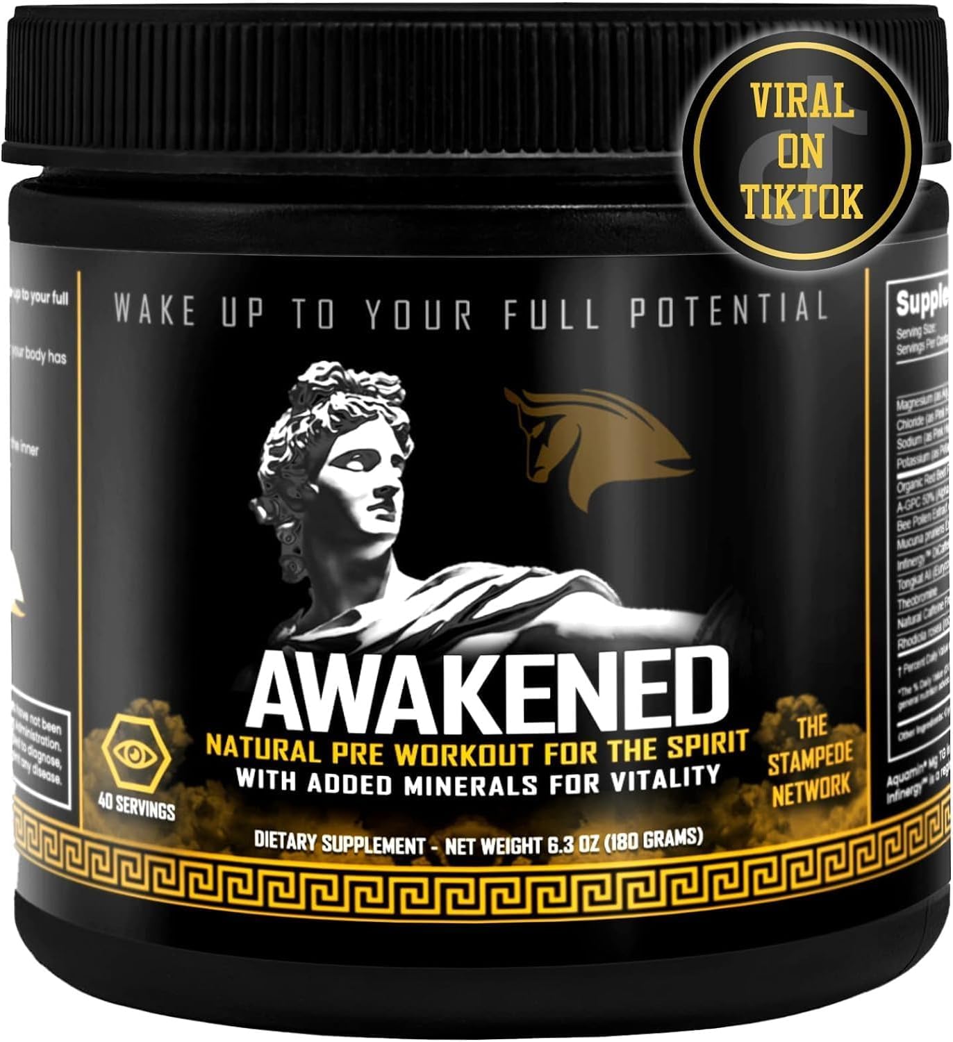 Awakened Natural Pre Workout Powder 12-in-1 | Conscious Energizer | Bee Pollen + N.O. Booster | Mucuna Pruriens, Tongkat Ali, Rhodiola, Alpha GPC & Trace Minerals | Spartan Bee Bread Brand, 40SV