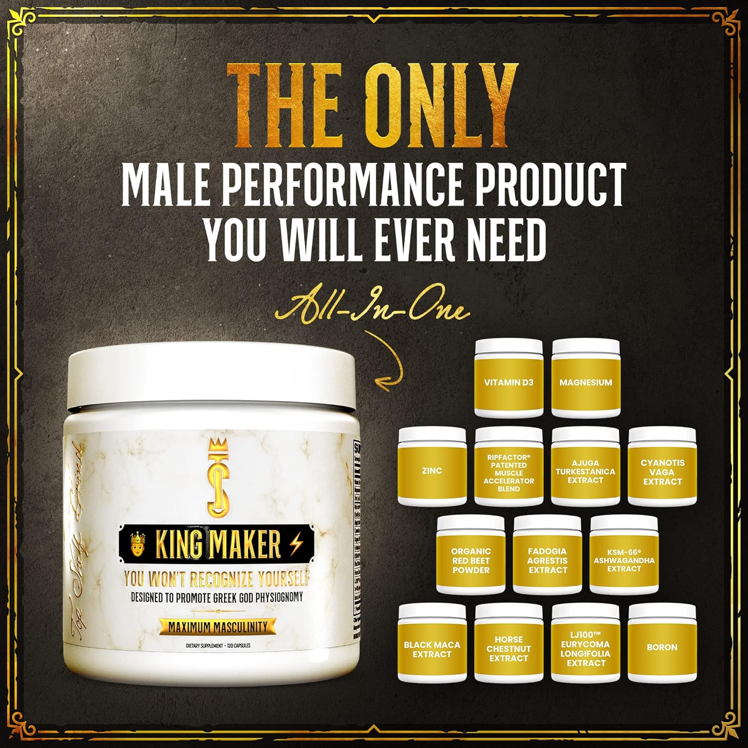 King Maker, 13-in-1 Anabolic Supplement for Men to Increase Stamina, Lean Muscle Growth & Recovery