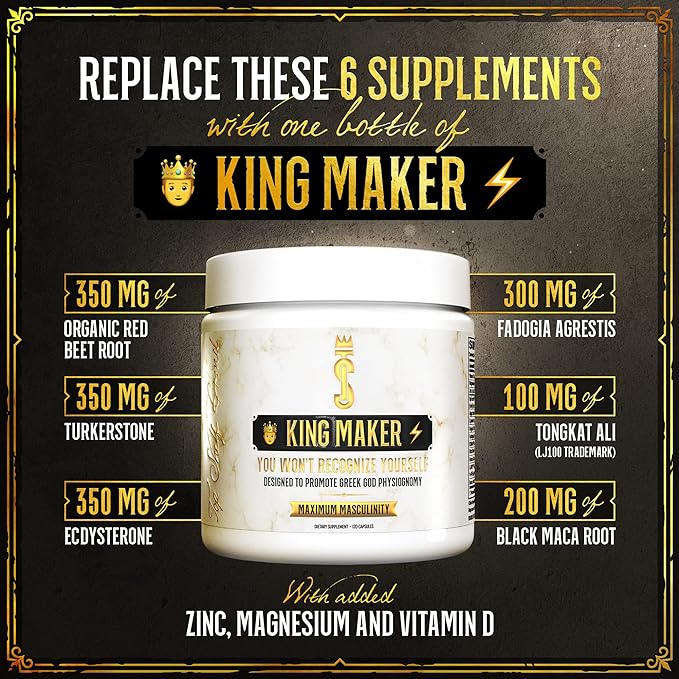 King Maker, 13-in-1 Anabolic Supplement for Men to Increase Stamina, Lean Muscle Growth & Recovery